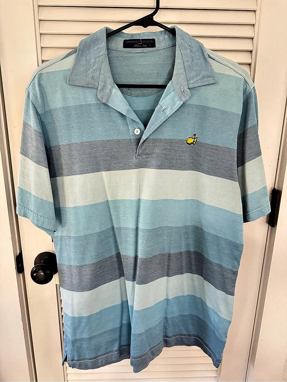 Clubhouse Collection Striped Polo Blue & Gray Size Large Like New